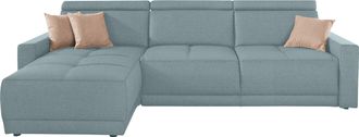 Domo Collection Ecksofa »Ava mit moderner Sitzheftung & toller Doppelnaht, komfortabel, L-Form« mit Recamiere, inkl. Federkern, wahlweise mit Kopfteilverstellungen
