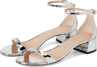 Stuart Weitzman Nudist Block 35 Womens Wedge Shoes Silver : 5 M, Leather