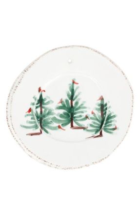 Vietri Lastra Holiday Round Ornament in Green at Nordstrom