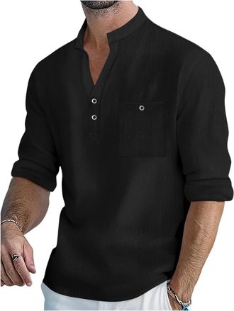 Generic Long Sleeve Shirt Mens, V Neck Linen Tshirt Casual Tees for Men UK, Sports Gym Tops Plaid Shirts Mens Holiday White T Shirt Hawaiian Shirt Funny T Gol