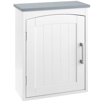 Kleankin Wall Mounted Bathroom Cabinet With Adjustable Shelf - Light Grey | TJ Hughes
