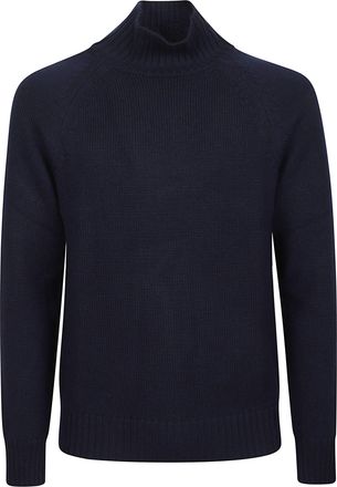 Eleventy Ribbed Dark Navy Virgin Wool Turtleneck