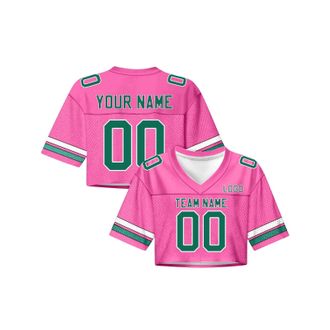 Generic Custom Football Jerseys for Women Personalized - Crop Top Jersey with Printed Team Name & Number | Breathable Polyester Sports Uniform for Football Ga