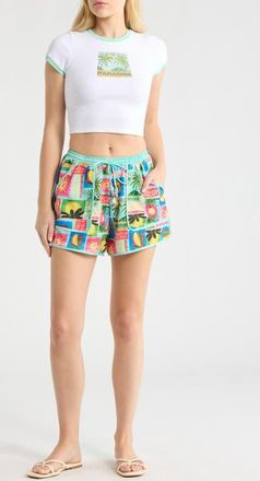 Kulani Kinis Essentials Print Cover-Up Shorts in Ocean Honey at Nordstrom, Size X-Small