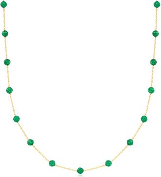RS Pure by Ross-Simons Emerald Station Bead Necklace in 14kt Yellow Gold