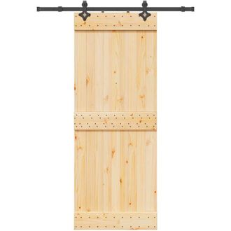 vidaXL Puerta Corredera Con Herrajes Madera Maciza De Pino 80x210 Cm Vidaxl