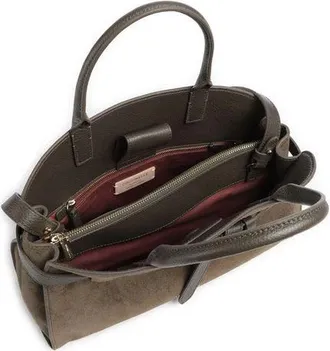 Coccinelle Womens Handbag Mud-Mud Suede Leather-Grained Leather Bags - Handbags Mud/mud Leather/grained