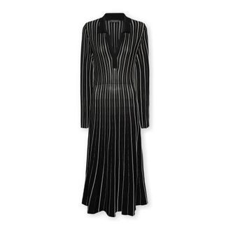 Elena Miro Gestreept gebreide jurk - Dames - Kleedjes - Zwart - XS - Leer - Kleedjes