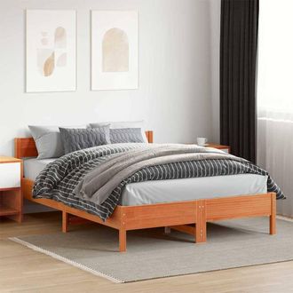 Berkfield Home Beautiful Bed Frame Frame Wax Brown 150x200 cm King Size Solid Wo