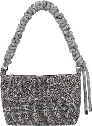 Kara Kristal Mesh Schoudertas - Dames - Schoudertassen - Zwart - ONE Size - Satijn - Tassen