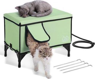 OEM Casa Elevada Con Calefacci&oacute;n Para Gatos 53 X 33 X 42 Cm Refugio Plegable De Tela Oxford 900d Para Gatos En Forma De Cubo Con Temperatura Ajustable Y T