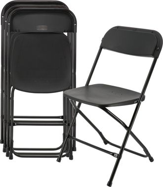 Elama 4 Piece Plastic Folding Chair in Black