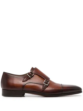 Magnanni double-buckle monk shoes - men - Leather/Leather/Leather - 42.5 - Brown