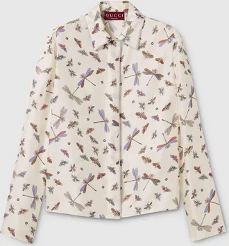 Gucci Printed Silk Twill Shirt, Beige, Ready-to-wear