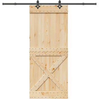 vidaXL Vidaxl - Puerta Corredera Con Herrajes Madera Maciza De Pino 95x210 Cm