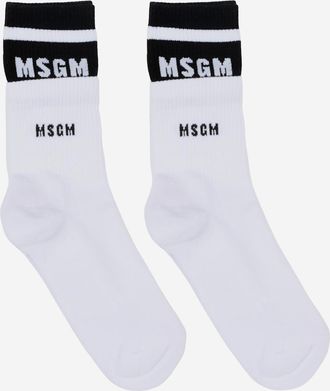 Msgm Kids Girls Tights White Cotton & Socks