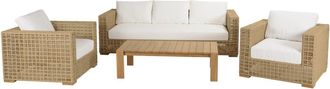 Macabane Salón de jardín de 6 plazas de ratán sintético color beige