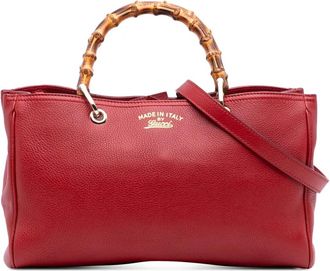 Gucci 2016-2025 Medium Calfskin Bamboo Shopper satchel - women - Calf Leather - One Size - Red