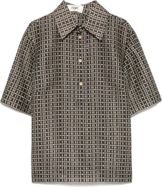Fendi printed blouse - women - Silk/Polyamide - 42 - Brown