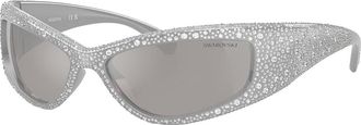 Swarovski SK 6027 10596G 60mm Womens Wrap Sunglasses