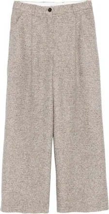Mark Kenly Domino Tan Pleated Tweed Pants