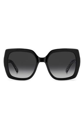 Kate Spade New York amaya 55mm polarized square sunglasses in Black Pattern Black/Grey at Nordstrom