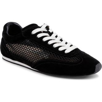 L'agence Jarah Mixed Media Sneaker in Black Suede at Nordstrom, Size 9.5