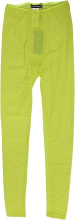 Dolce & Gabbana Neon Green Nylon Logo Lace Leggings Pants Womens Underwear