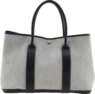 Hermès Garden Party Grey Canvas Tote Bag (Pre-Owned)