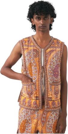 Antik Batik Jassen, Heren, Oranje, L, Katoen, Bedrukte Gilet