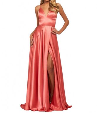 Sherri Hill Sleeveless Long Gown In Coral