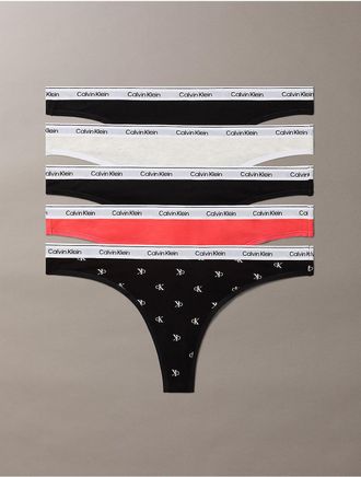 Calvin Klein Womens Modern Logo 5-Pack Thong - Multi - XL