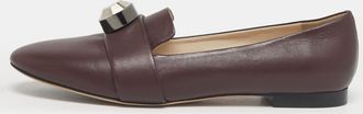 Christopher Kane Burgundy Leather Crystal Bow Embellished Loafers