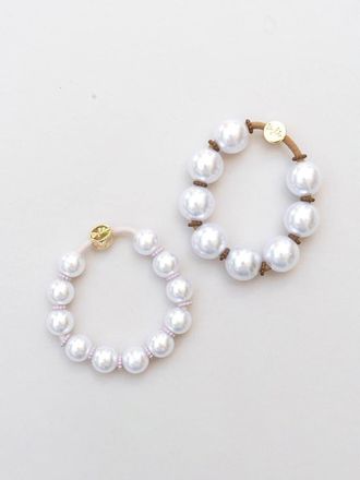 By Lilla At Tiffanys Capsule Beaded Bracelet Hairtie in Ivory at Nordstrom