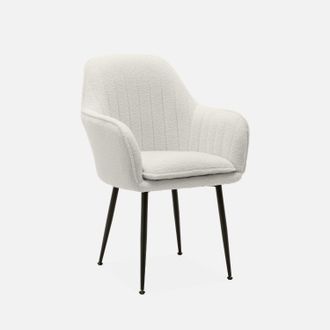 Sweeek Sweeek - Sill&oacute;n En Borreguito Con Patas De Metal, Shella Borreguito, Borreguito Blanco, 57x59x84.5 Cm