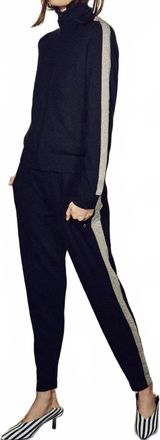 Replica Los Angeles Womens Cashmere Old School-Style Track Pants In Black