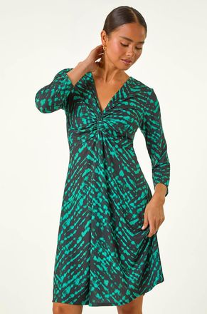 Roman Abstract Twist Front Dress