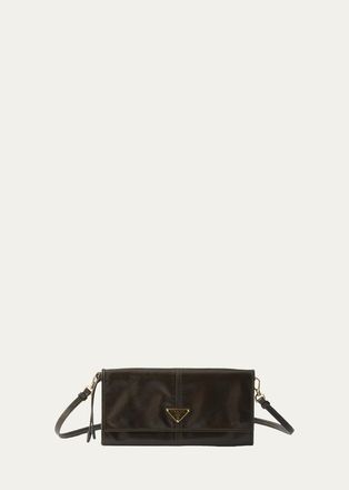 Prada Leather Wallet with Shoulder Strap