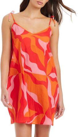 Sanctuary Abstract Print Cotton Cover-Up Dress in Red Energy at Nordstrom, Size X-Small