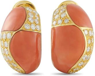 Van Cleef & Arpels 18K yellow gold diamond and coral earrings - women - 18kt Yellow Gold/Coral/Diamond - One Size