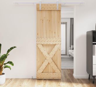 vidaXL Vidaxl - Puerta Corredera Con Herrajes Madera Maciza De Pino 70x210 Cm