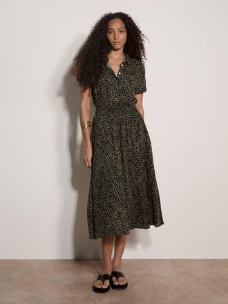 Apricot Mono Dense Spot Shirt Midi Dress in Khaki at Nordstrom, Size Xx-Large