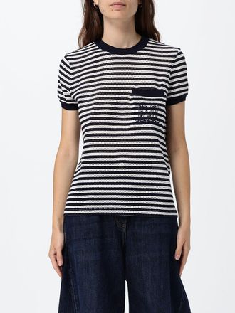 Max Mara Slim Fit Striped Monogram Cotton T-Shirt