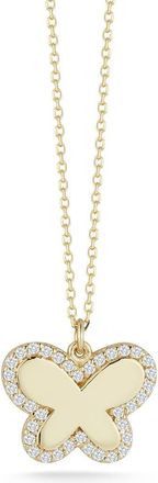 Ember Fine Jewelry Pavé Diamond Butterfly Pendant Necklace in Gold at Nordstrom Rack