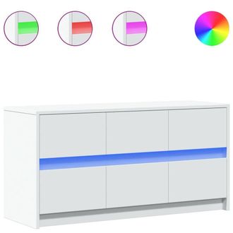 Berkfield Home TV Cabinet with LED White 100x34x50 cm Engineered Wood | Size: 100 x 34 x 50 cm