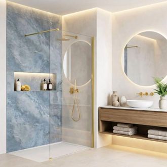Rea Parete Doccia Rea Flexi Transparent Gold 80