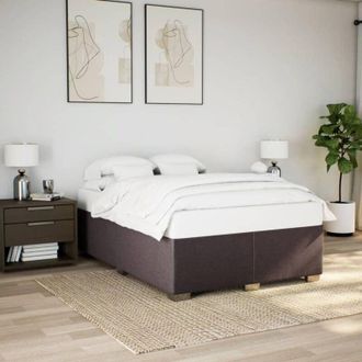 vidaXL Cama Sin Colch&oacute;n De Tela Marr&oacute;n Oscuro 160x200 Cm Vidaxl