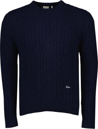 Dior Kabelgebreide Kasjmier Trui - Heren - Cashmere truien - Blauw - M - Kasjmier - Truien & Vesten