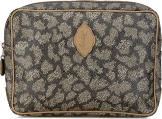Saint Laurent Brown Coated Canvas Pouch