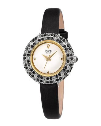Bürgi Burgi Womens Satin Over Leather Diamond Watch
